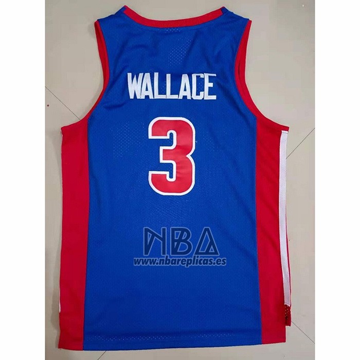 Camiseta Detroit Pistons Ben Wallace NO 3 Mitchell & Ness 2003-04 Azul